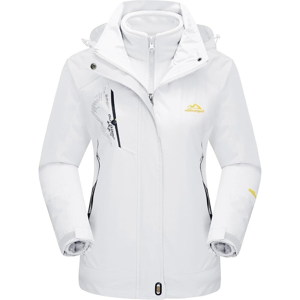 Women's Pure White Winter Coats Snow Ski Jacket Waterproof  Winter Jacket